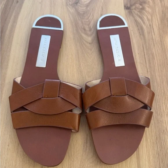 Zara Women's Brown Slide Sandals - Picture 2 of 5